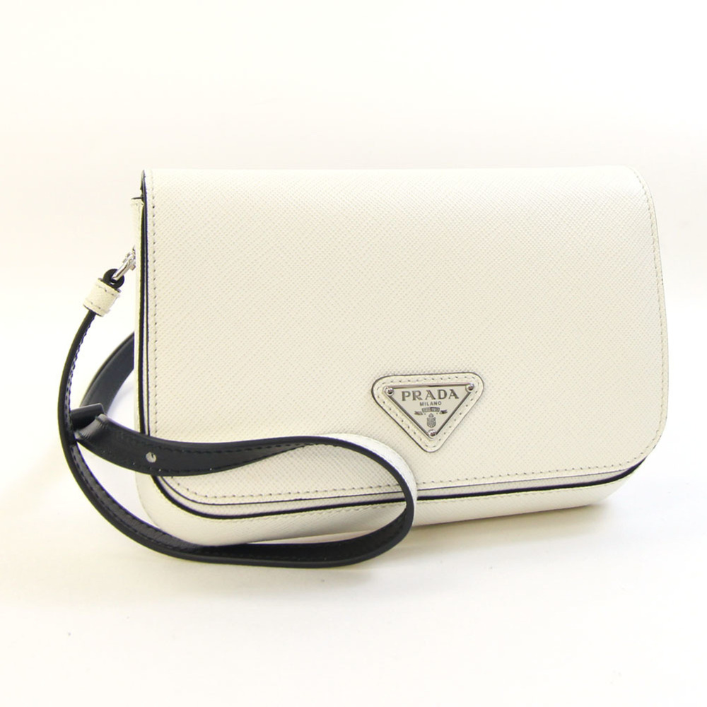 Prada Shoulder Bag 2VD061 White Leather Crossbody Pouch for Women PRADA